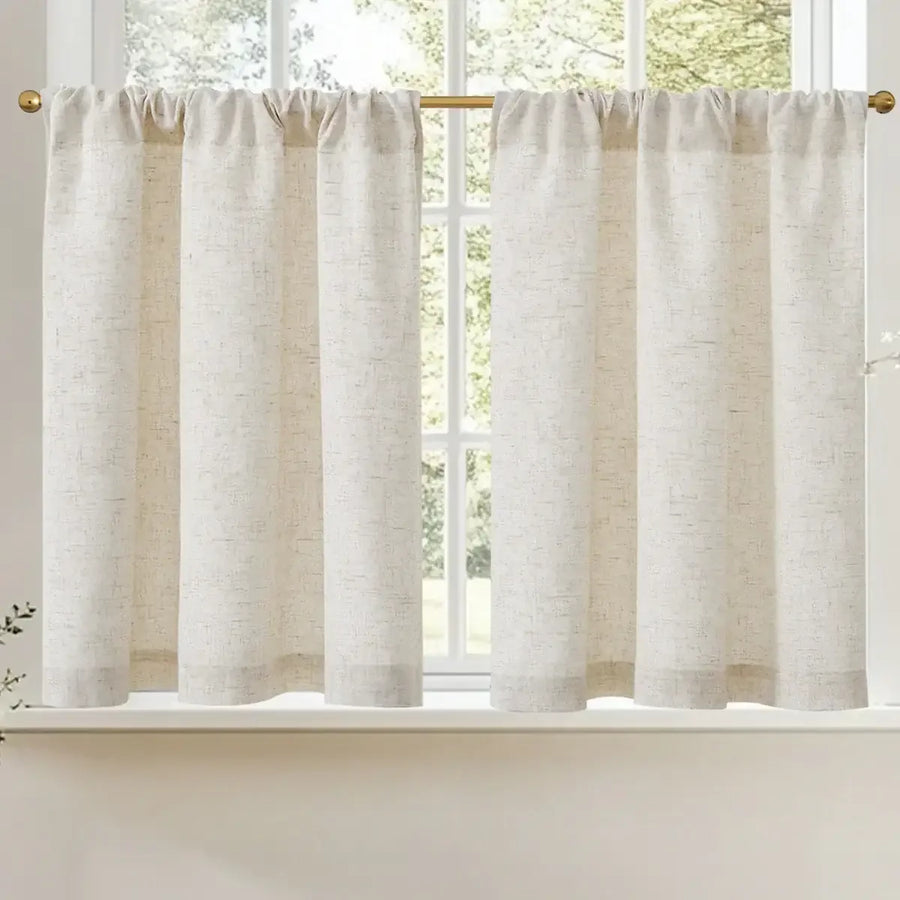 Light Solid Lined Kitchen Curtains - Jinchan Home