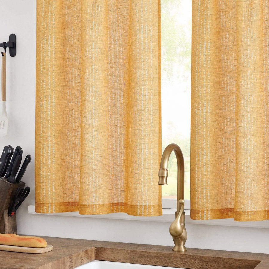 Dark Boho Stripe Linen Kitchen Curtains - Jinchan Home
