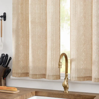 
                    
                      Dark Boho Stripe Linen Kitchen Curtains - Jinchan Home
                    
                  