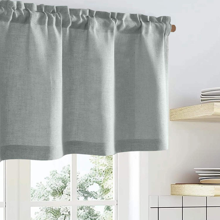 Solid Poly-Linen Cross-Weave Rod Pocket Valance - Jinchan Home
