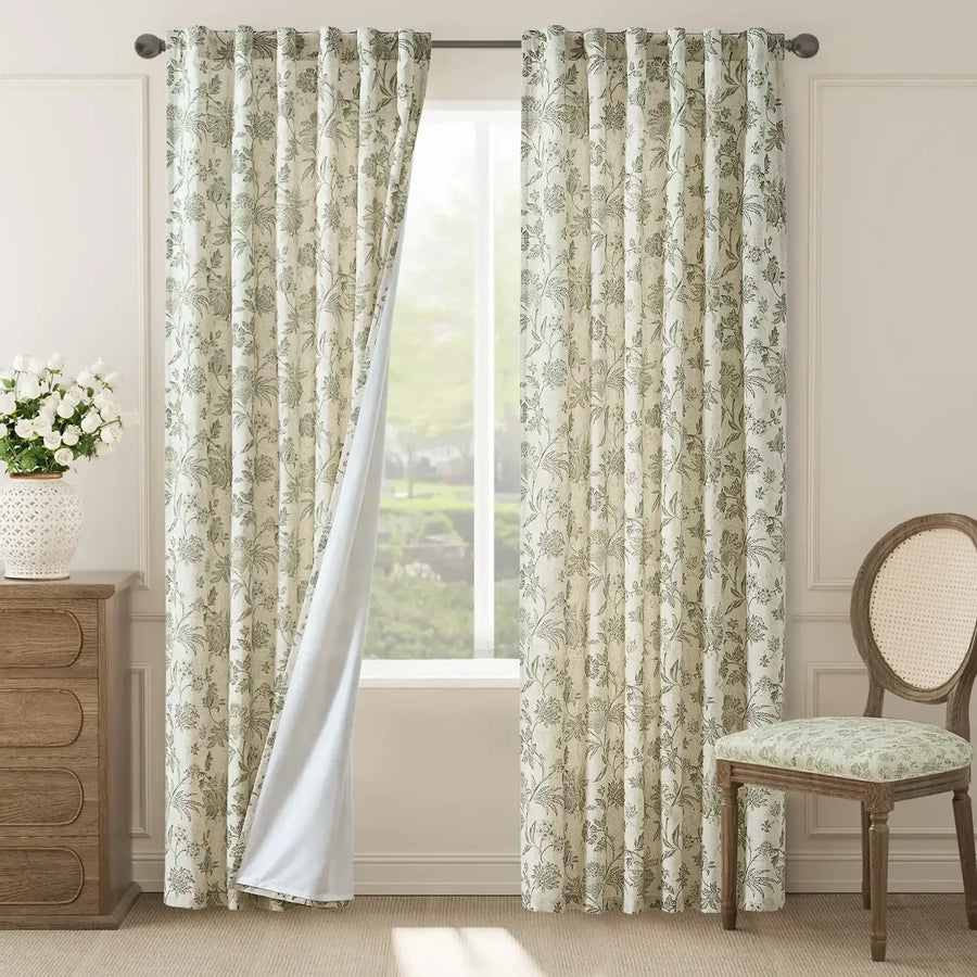 Vintage Botanical Vine Linen Curtains - Jinchan Home