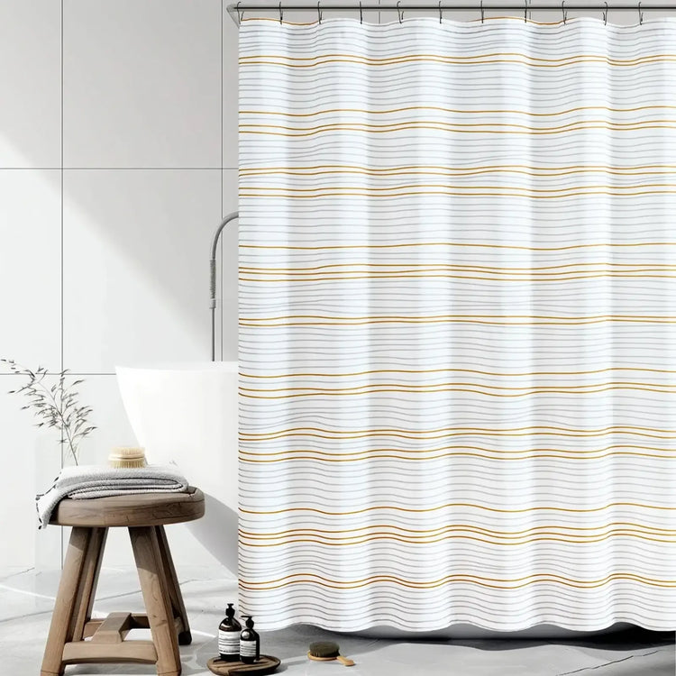 Two-Tone Striped Shower Curtain - Jinchan Home