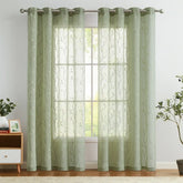 Leaf Embroidered Sheer Curtains - Jinchan Home