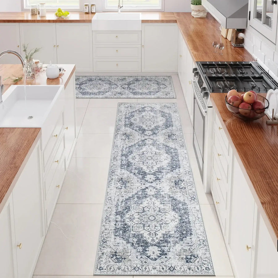 Mist-Toned Persian Bloom Rug - Jinchan Home