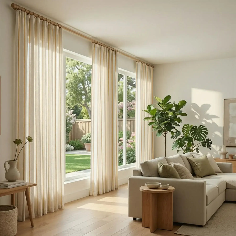 Shadow Stripe Linen Blend Curtains - Jinchan Home