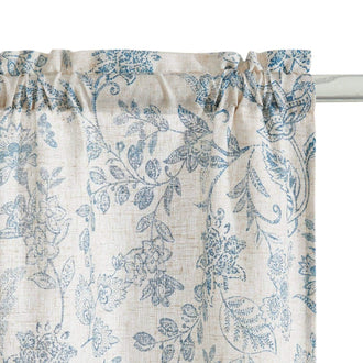 Vintage Scrollwork Floral Linen Kitchen Curtains - Jinchan Home