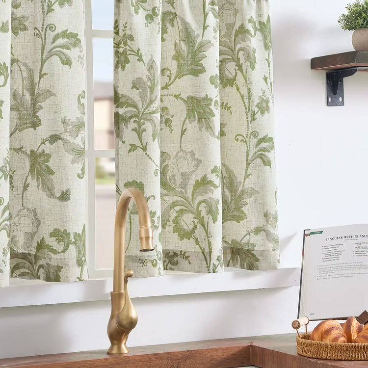 Vintage Baroque Floral Vine Kitchen Curtains - Jinchan Home