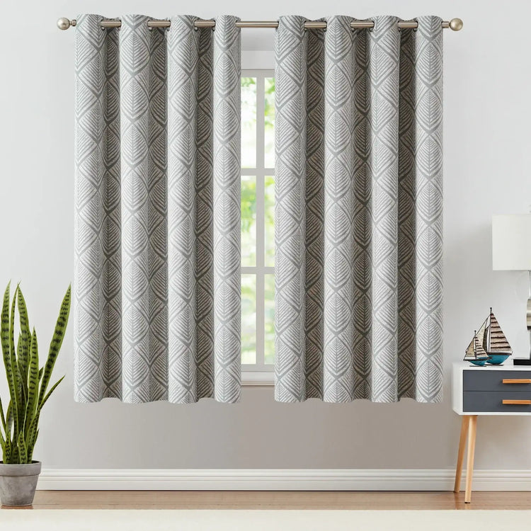 Geometric Leaf Pattern Curtains - Jinchan Home