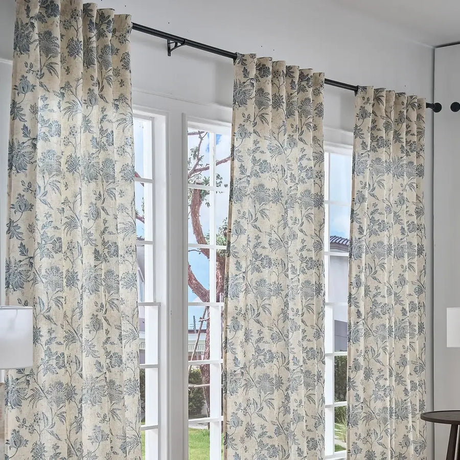 Vintage Botanical Vine Linen Curtains - Jinchan Home