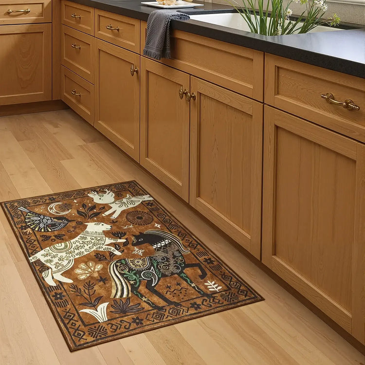 Boho Tribal Woodland Animal Rug - Jinchan Home