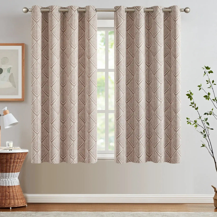 Geometric Leaf Pattern Curtains - Jinchan Home