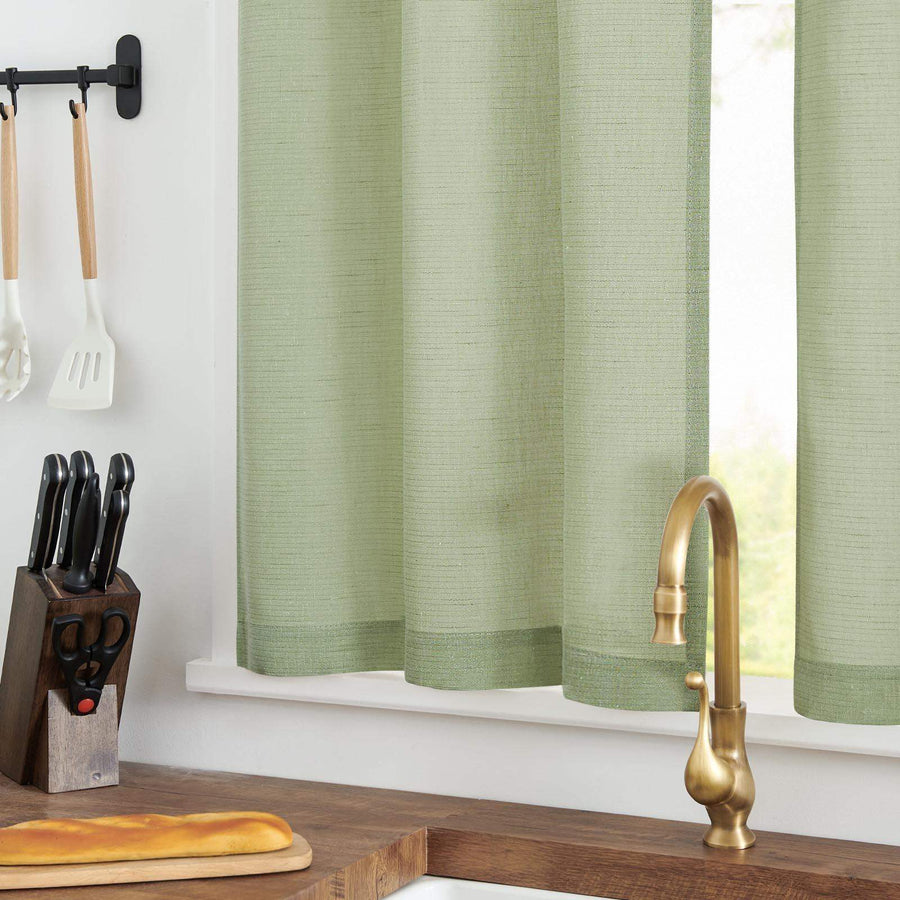 Linen Blend Solid Kitchen Curtains - Jinchan Home