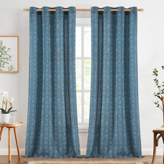 
                    
                      Boho Geometric Vertical Stripe Linen Curtains - Jinchan Home
                    
                  