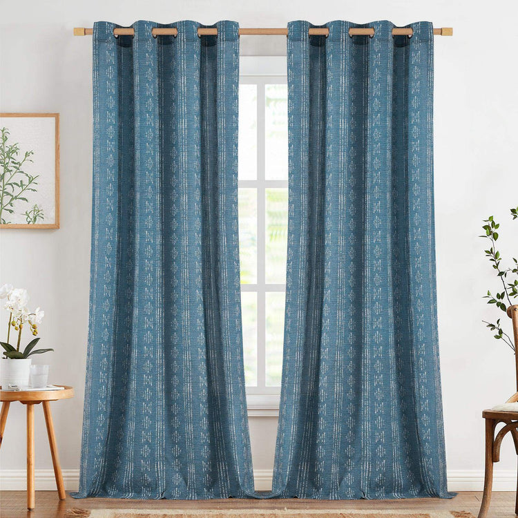 Boho Geometric Vertical Stripe Linen Curtains - Jinchan Home