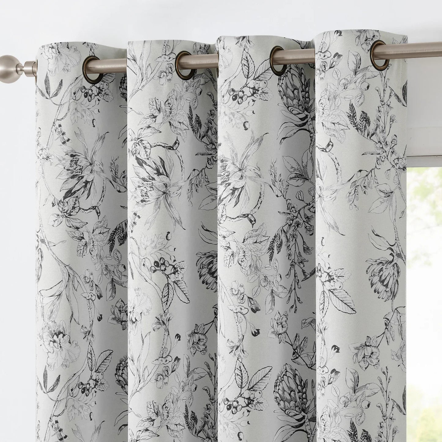 Hand-Drawn Sketch Floral Linen Curtains - Jinchan Home