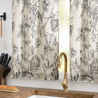 
                    
                      Ink Floral & Dragonfly Kitchen Curtains - Jinchan Home
                    
                  