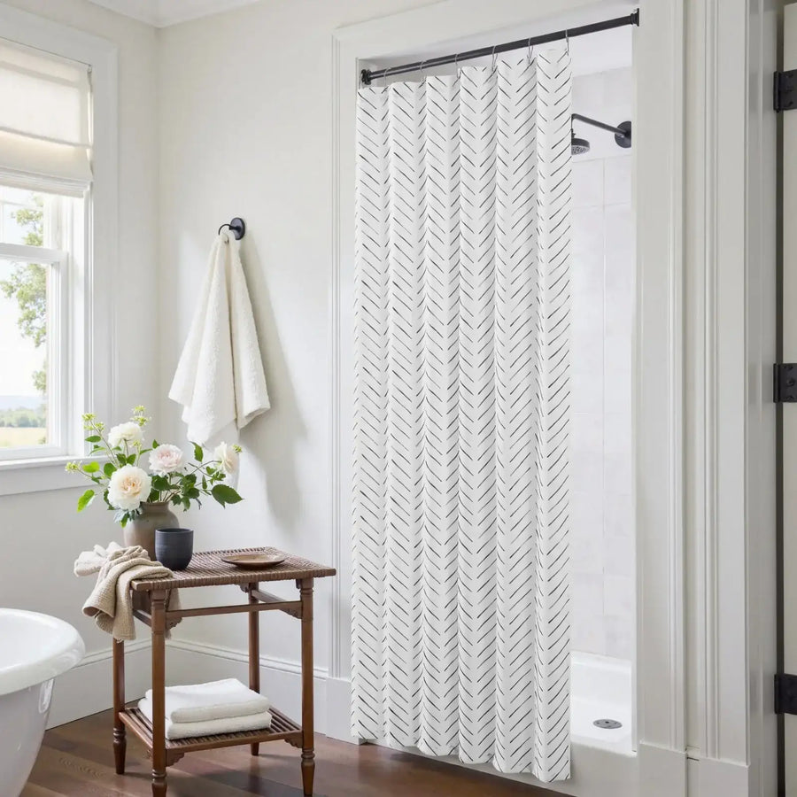 Herringbone Printed Shower Curtain - Jinchan Home