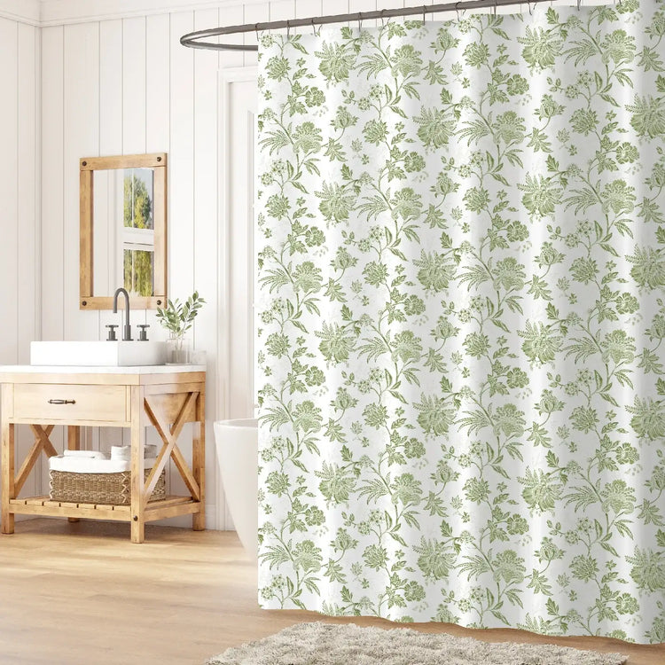 Hand-Drawn Floral Shower Curtain - Jinchan Home