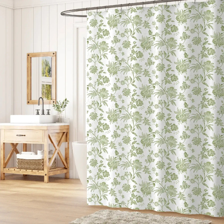 Hand-Drawn Floral Shower Curtain - Jinchan Home