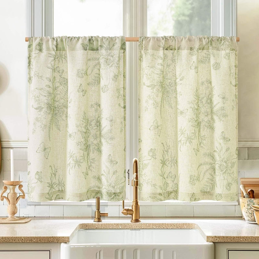 Butterfly Romance Rod Pocket Kitchen Curtains - Jinchan Home