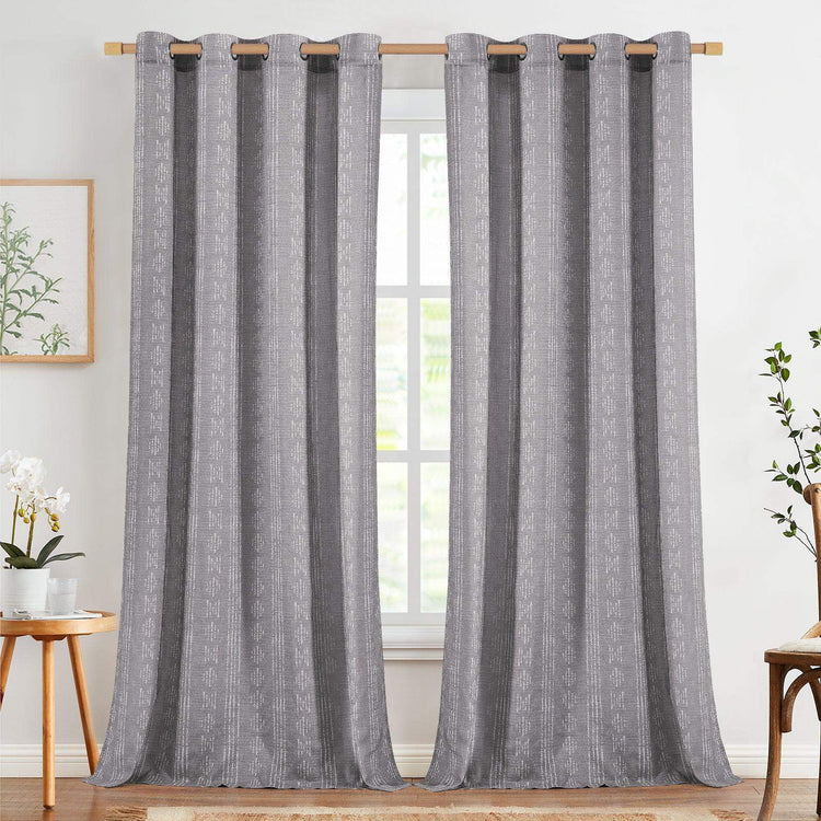 Boho Geometric Vertical Stripe Linen Curtains - Jinchan Home