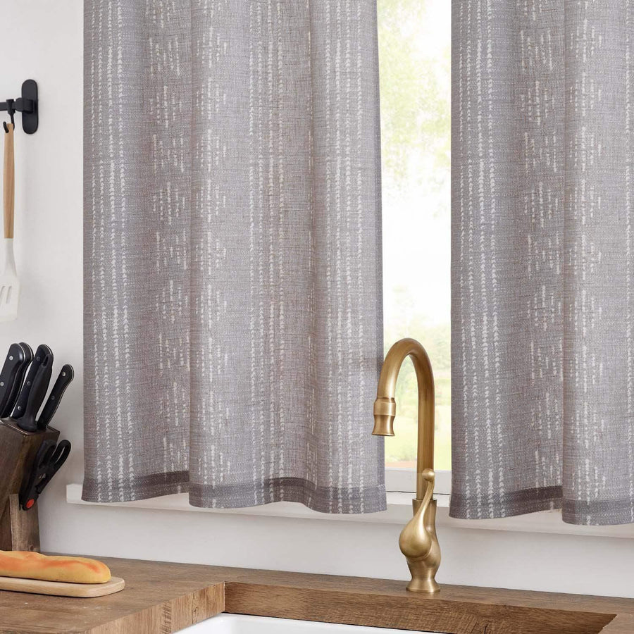 Dark Boho Stripe Linen Kitchen Curtains - Jinchan Home