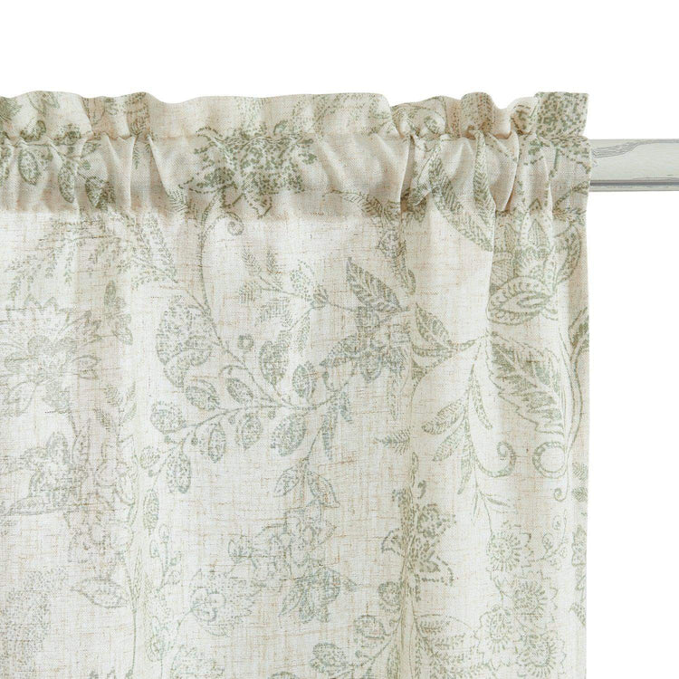 Vintage Scrollwork Floral Linen Kitchen Curtains - Jinchan Home