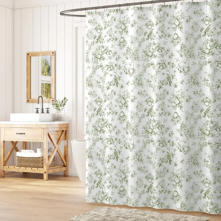Hand-Drawn Floral Bird Shower Curtain - Jinchan Home
