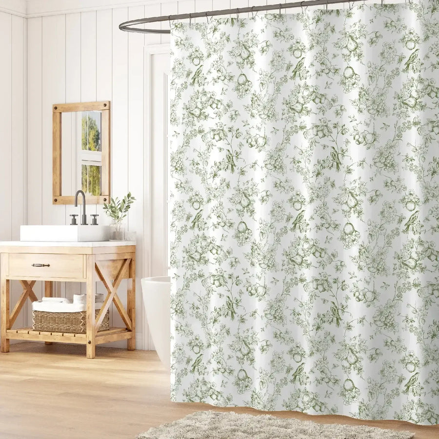 Hand-Drawn Floral Bird Shower Curtain - Jinchan Home