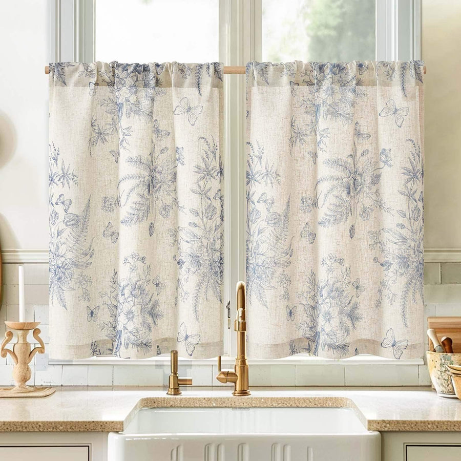 Butterfly Romance Rod Pocket Kitchen Curtains - Jinchan Home