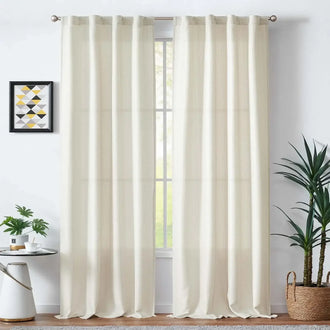 
                    
                      Solid Faux Linen Polyester 3-in-1 Curtains - Jinchan Home
                    
                  