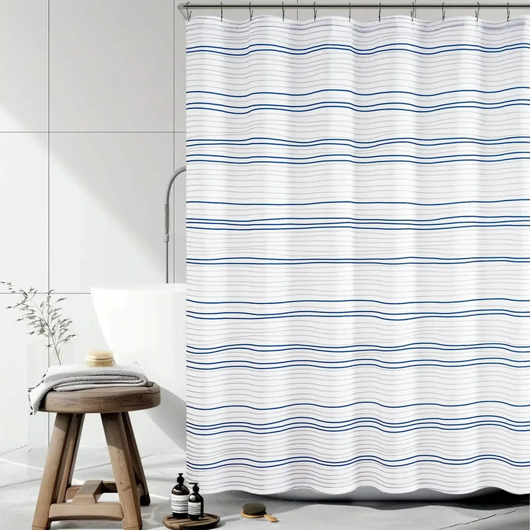 Two-Tone Striped Shower Curtain - Jinchan Home