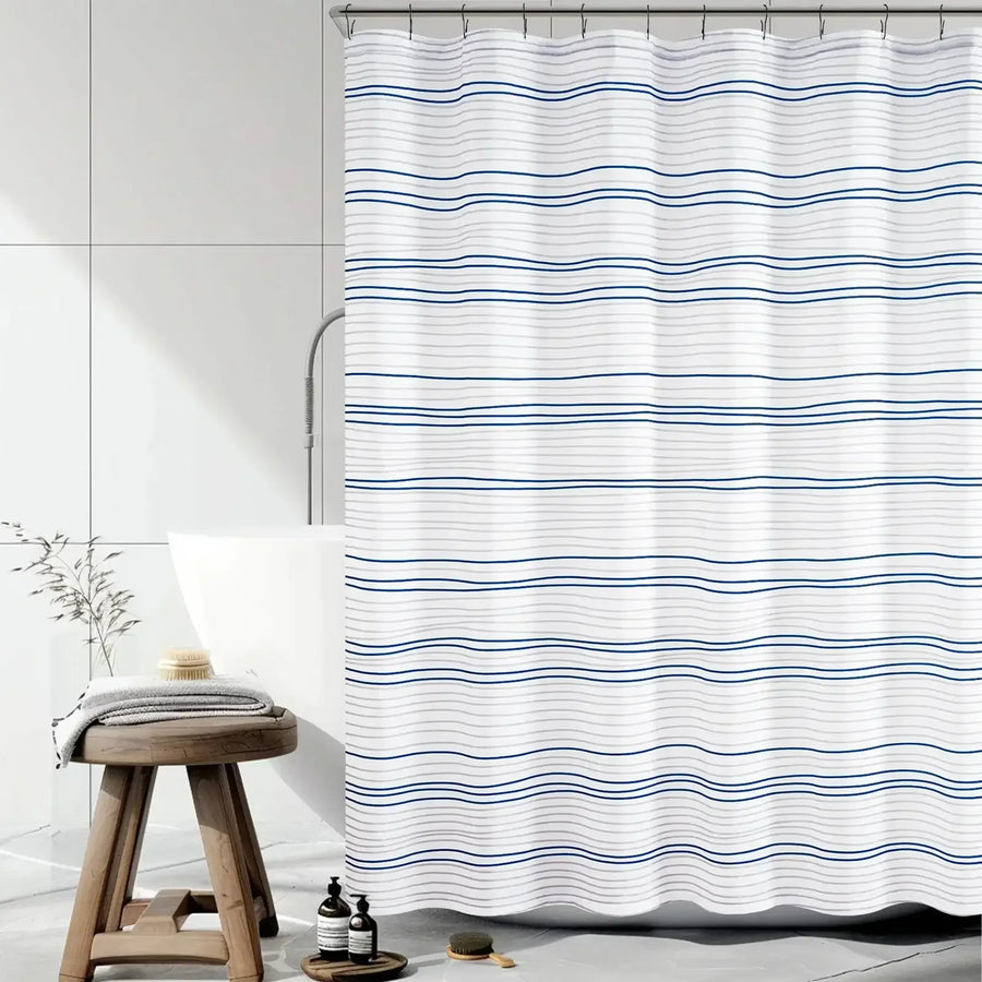 Two-Tone Striped Shower Curtain - Jinchan Home