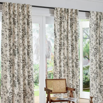 
                    
                      Linen Blend Floral Blackout Curtains - Jinchan Home
                    
                  