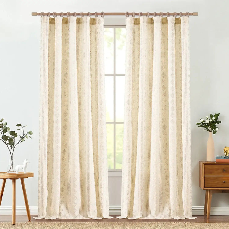 Boho Tribal Pattern 3-in-1 Linen-Blend Curtains - Jinchan Home