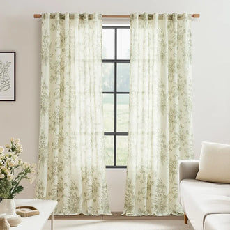 
                    
                      Butterfly Blossom Print Linen-Blend 3-in-1 Curtains - Jinchan Home
                    
                  