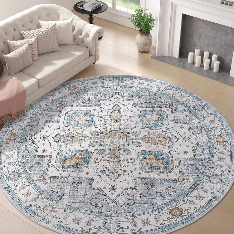Vintage Persian-Style Distressed Area Rug - Jinchan Home