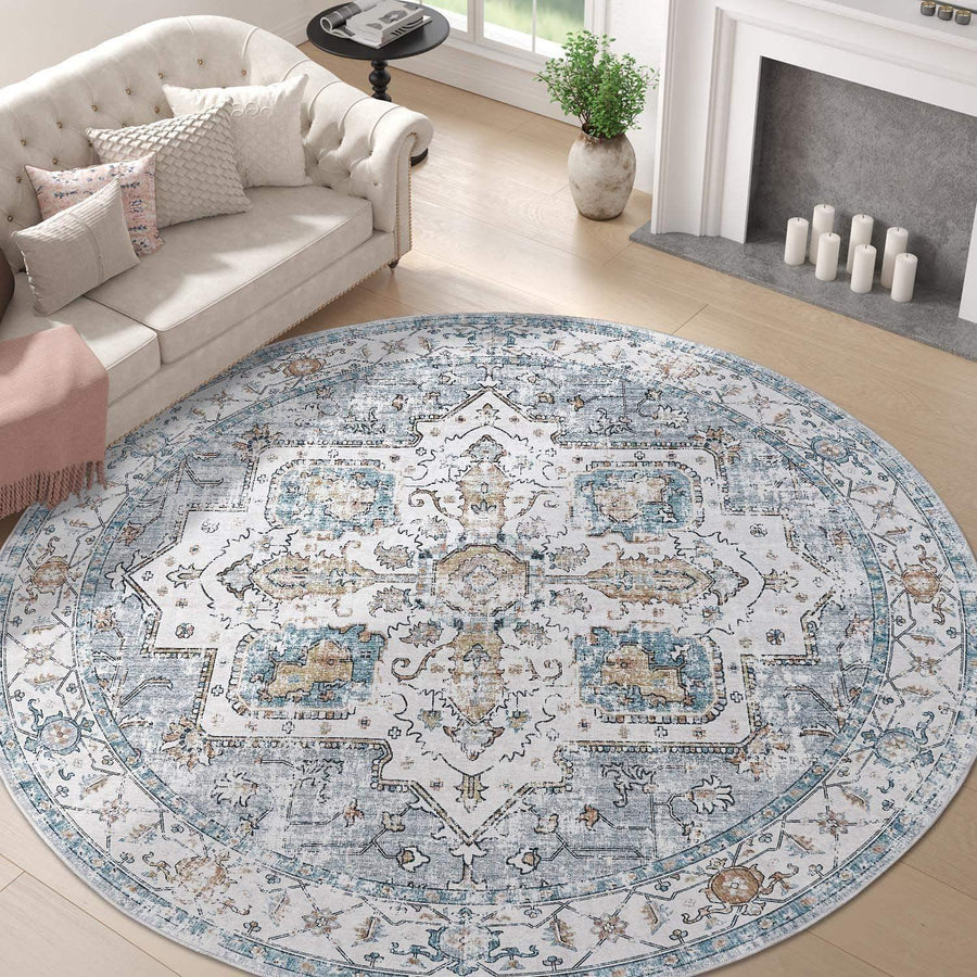 Vintage Persian-Style Distressed Area Rug - Jinchan Home