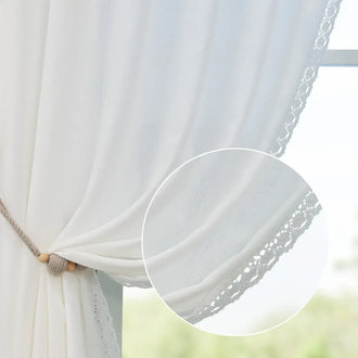 
                    
                      Scalloped Lace Linen-Blend Sheer Curtains - Jinchan Home
                    
                  