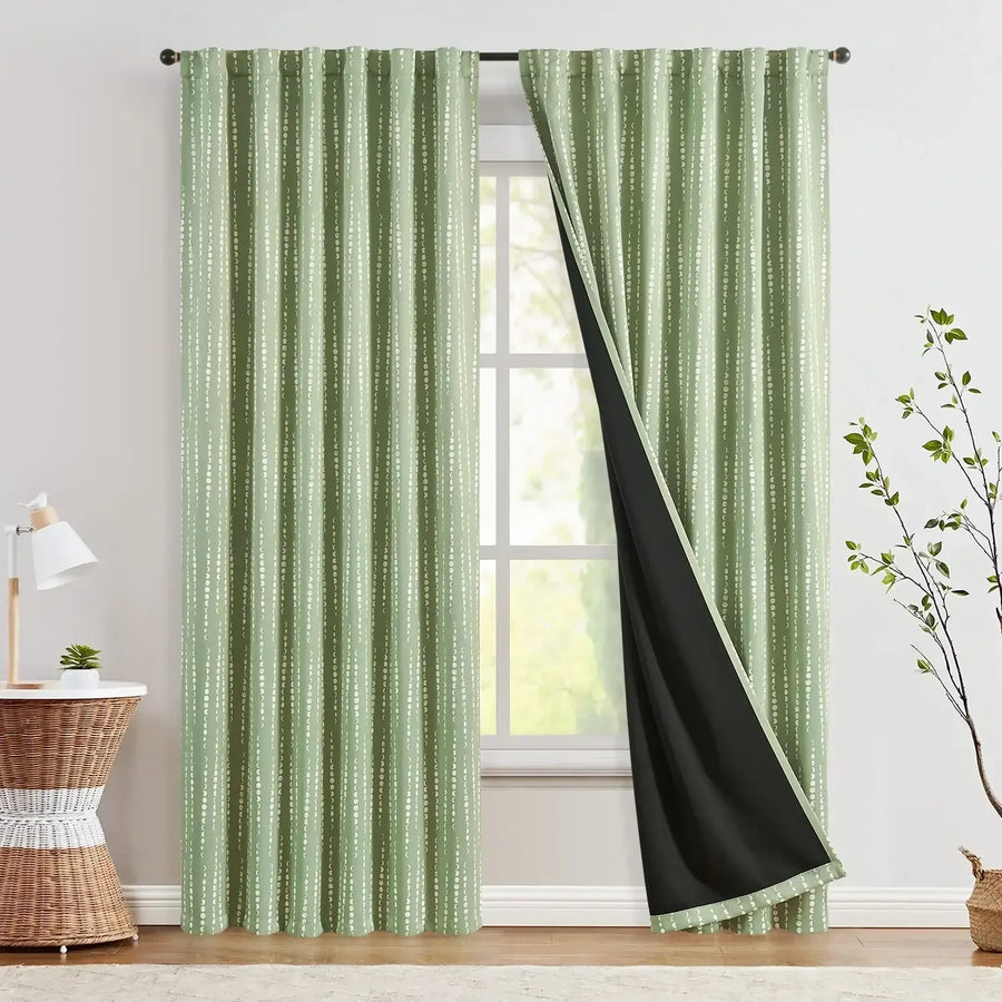 Boho Moon Phase Print Blackout Curtains - Jinchan Home