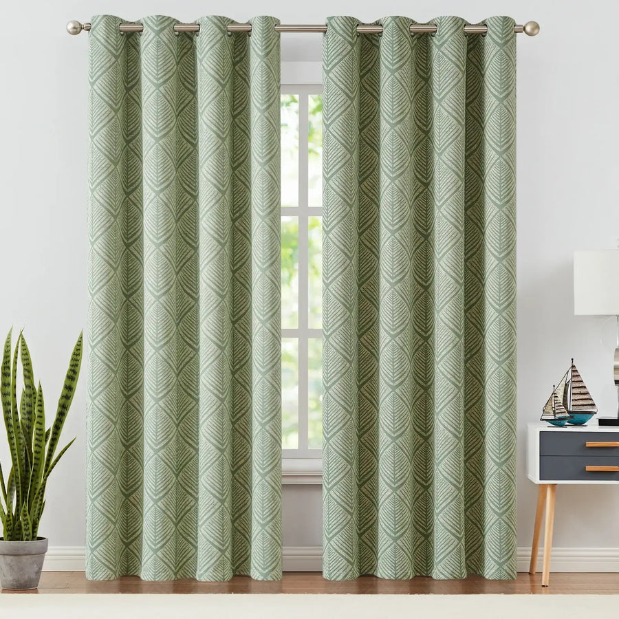 Geometric Leaf Pattern Curtains - Jinchan Home