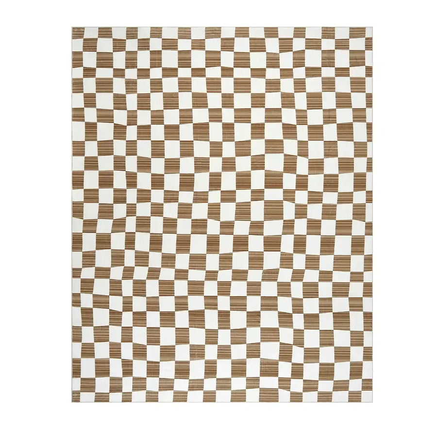 Modern Checkered Geometric Area Rug - Jinchan Home