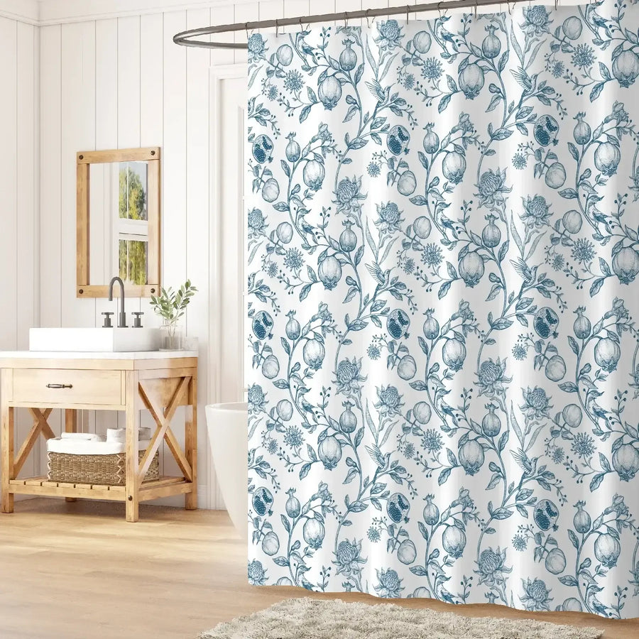 Vintage Pomegranate Floral Shower Curtain - Jinchan Home