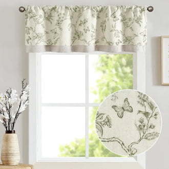 
                    
                      Botanical Butterfly Print Linen Valance - Jinchan Home
                    
                  