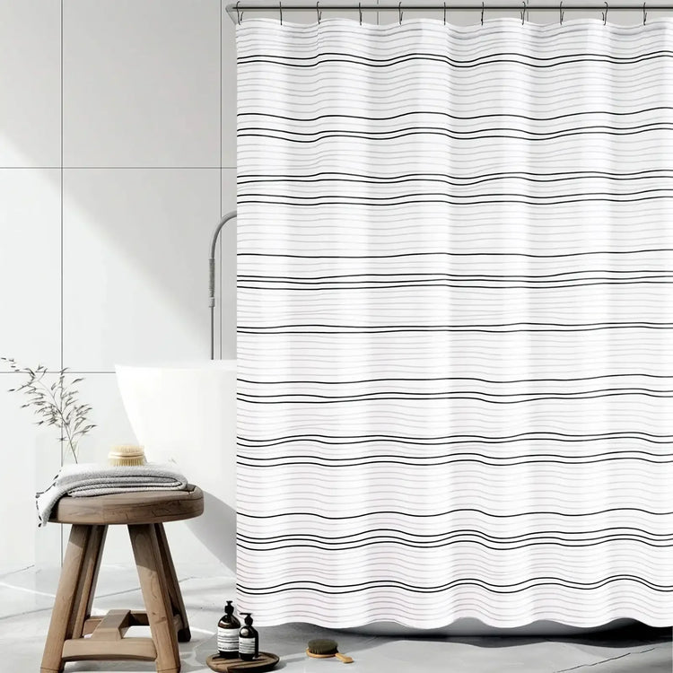 Two-Tone Striped Shower Curtain - Jinchan Home