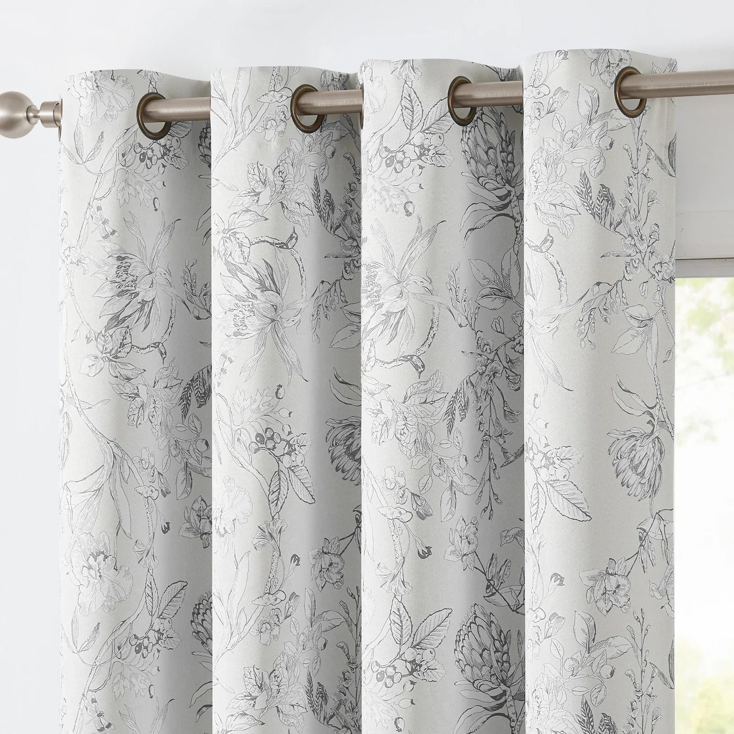 Hand-Drawn Sketch Floral Linen Curtains - Jinchan Home