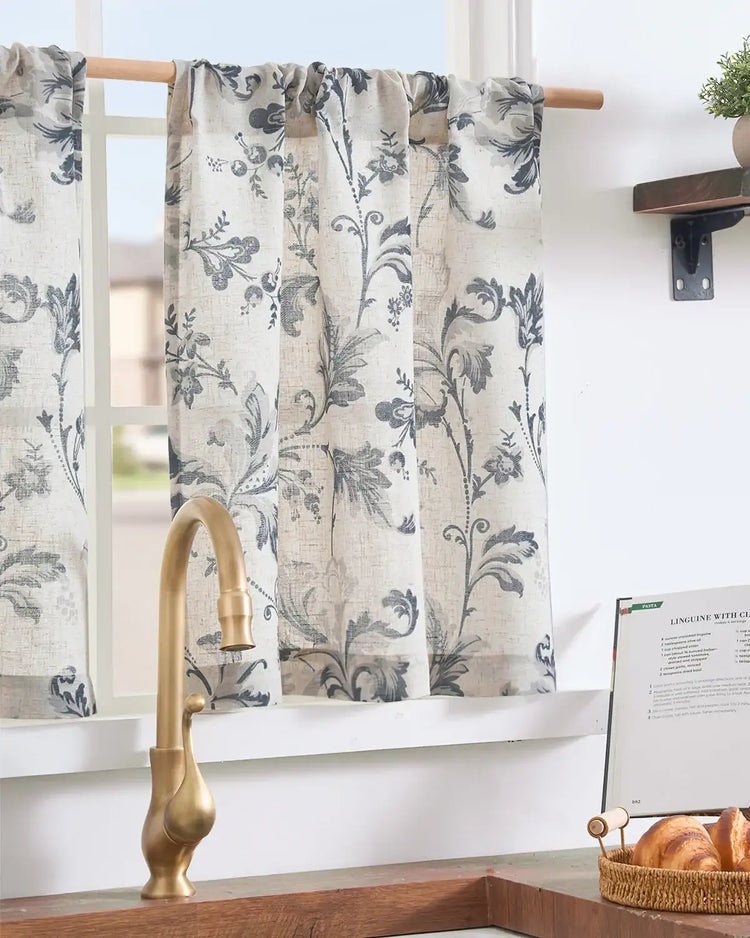 Vintage Baroque Floral Vine Kitchen Curtains - Jinchan Home