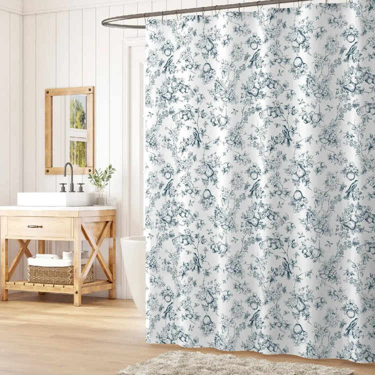 Hand-Drawn Floral Bird Shower Curtain - Jinchan Home