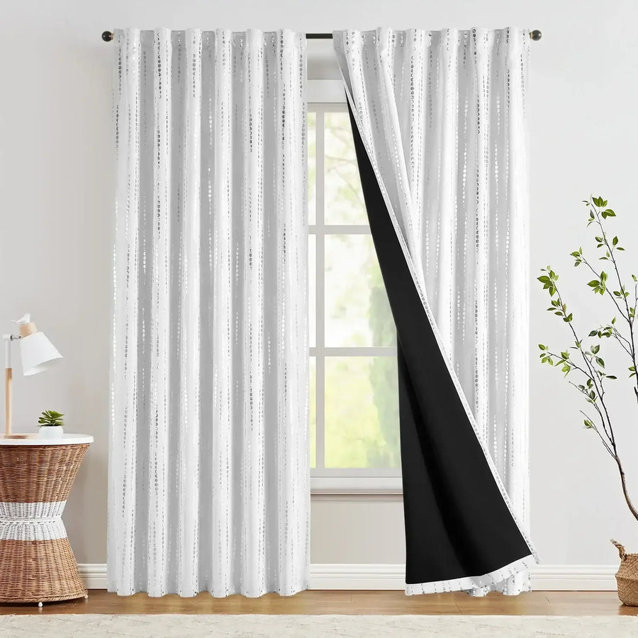 Boho Moon Phase Print Blackout Curtains - Jinchan Home