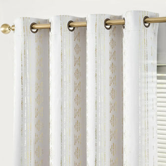 
                    
                      Light-Toned Boho Vertical-Stripe Geometric Grommet Curtains - Jinchan Home
                    
                  